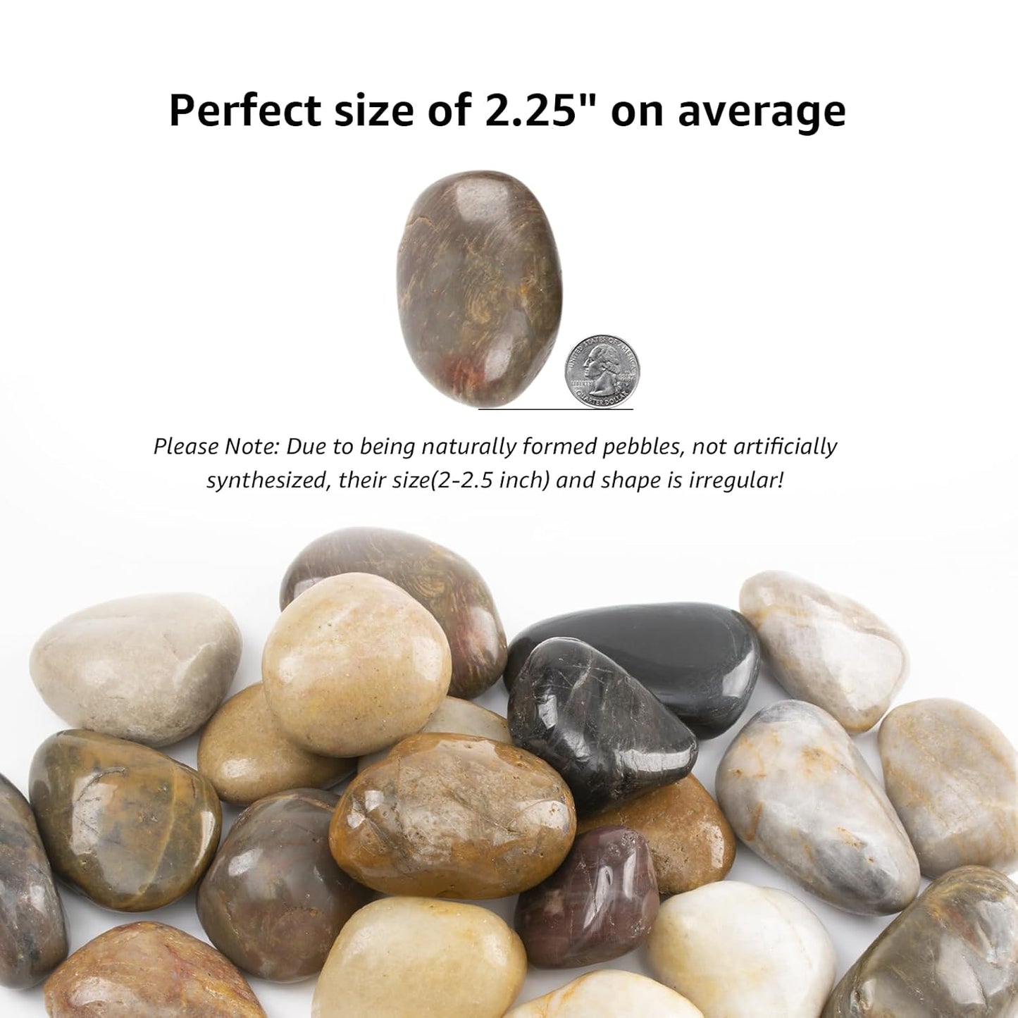 20lbs 2-3 Inch River Rocks, Decorative Mixed Pebbles for Garden Landscaping, Indoor Plants, Fish Tanks, Vases, and Succulents – Ideal for Home Decoration and Outdoor Gardens (Mixed, Weight: 20 LB)