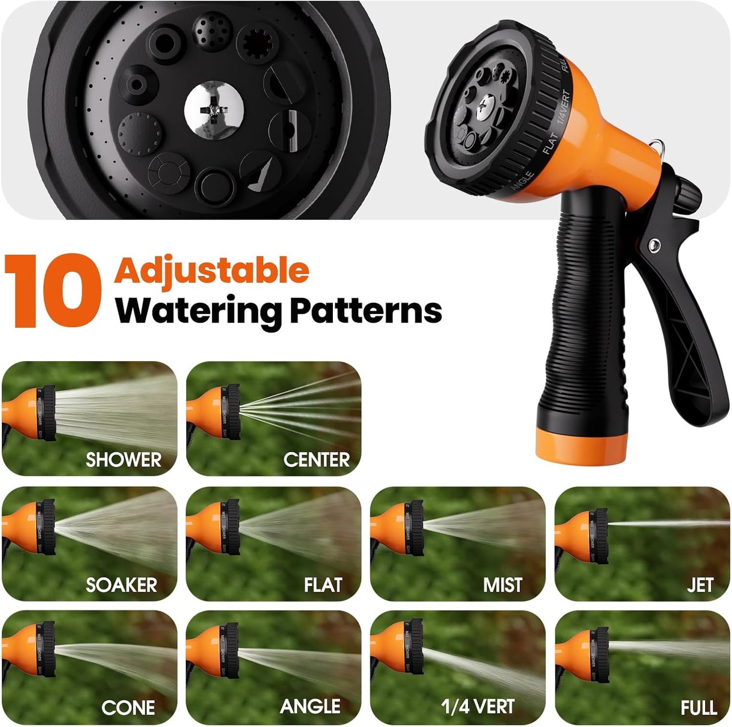 Garden Hose 100 FT - Flexible Metal Hose with 10 Function Nozzle, Kink Free, Lightweight, Durable, Crush Resistant Fitting, Easy to Coil, Puncture Proof Hose for Yard, Rv, 600 PSI - 2025 Model