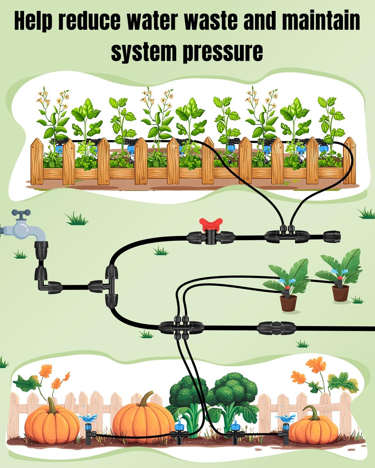 Pawfly 10 Pcs 1/2" Irrigation End Cap for 1/2" Irrigation Tubing (1/2" ID x 0.64" OD), 1/2" Drip Irrigation Fittings with Lock Nuts, Barbed Drip Tubing Connectors for Garden Irrigation System