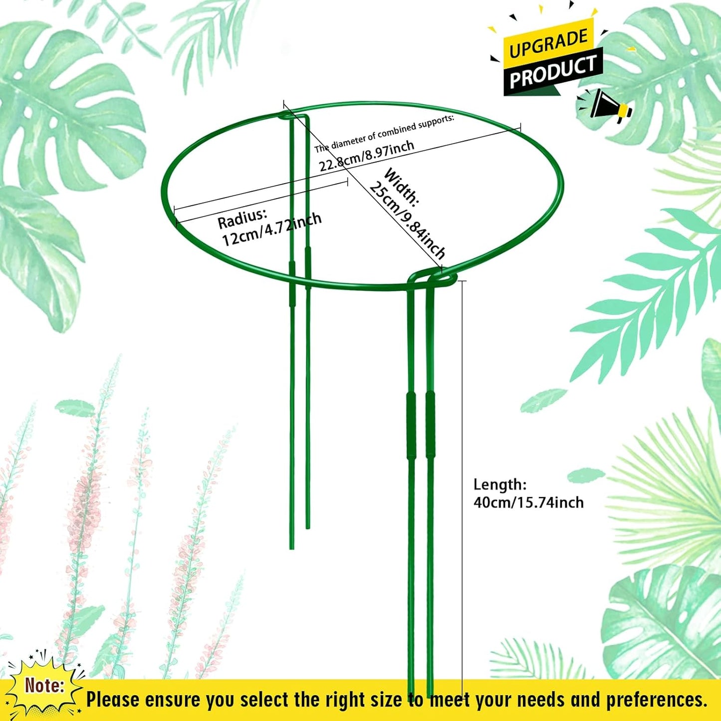 10-Pack Adjustable Height Snake Plant Support Stakes- Sturdy, Rust-Resistant Plant Supports for Indoor and Outdoor Potted Plants (16x10Inch) - Flower and Garden Peony Support