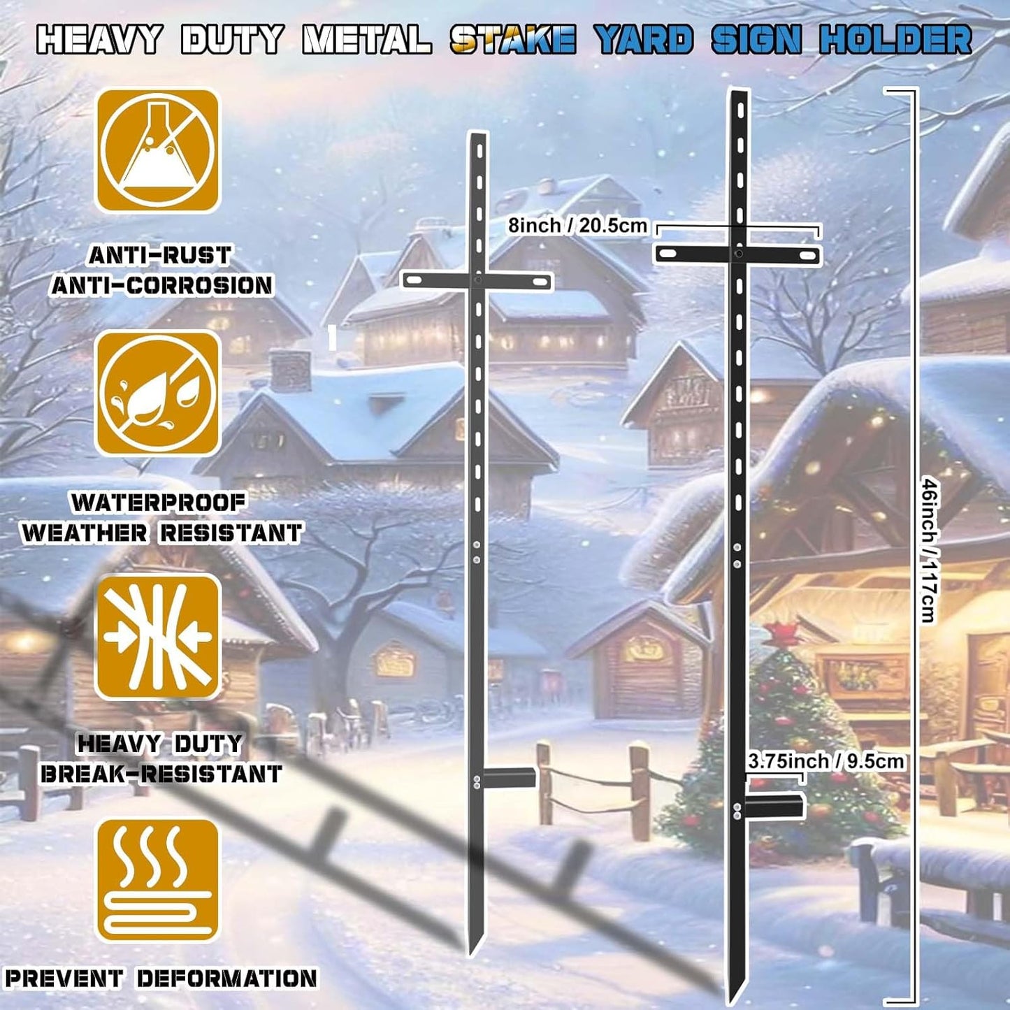 10 Pcs 46 inchens T-Bar Yard Sign Stakes Heavy Duty Metal Stake Yard Sign Holder/Steel Powder Coated Sign Posts for Outside/2mm Thickness Rust-Proof Outdoor Sign Holder for Outdoor Lawn Yard (10)