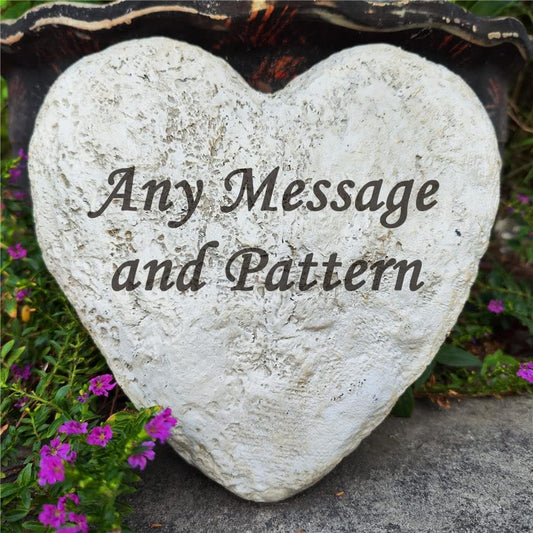 Personalized Decorative Garden Stones Engraved with Any Message and Pattern, Heart Shaped Grave Memorial Rocks Welcome Stones for Garden Gifts Memorial Gifts, 8.6" x 8.6"