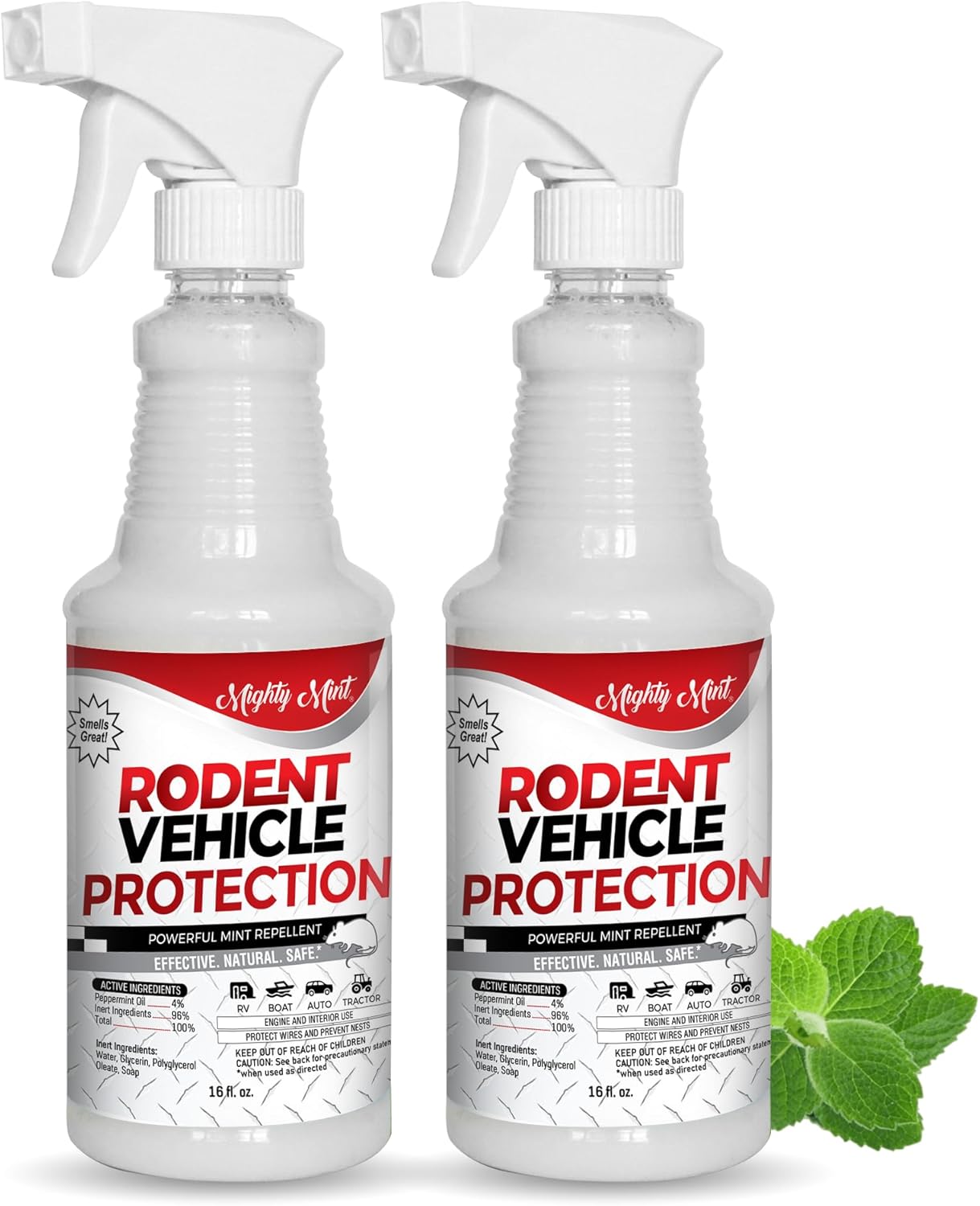 Mighty Mint Peppermint Oil Rodent Repellent Spray for Vehicles – Natural Mouse & Rat Control for Car Engines, RVs, Trucks & Boats – Plant-Based, Extra-Strong Formula – 16 oz (Pack of 2)