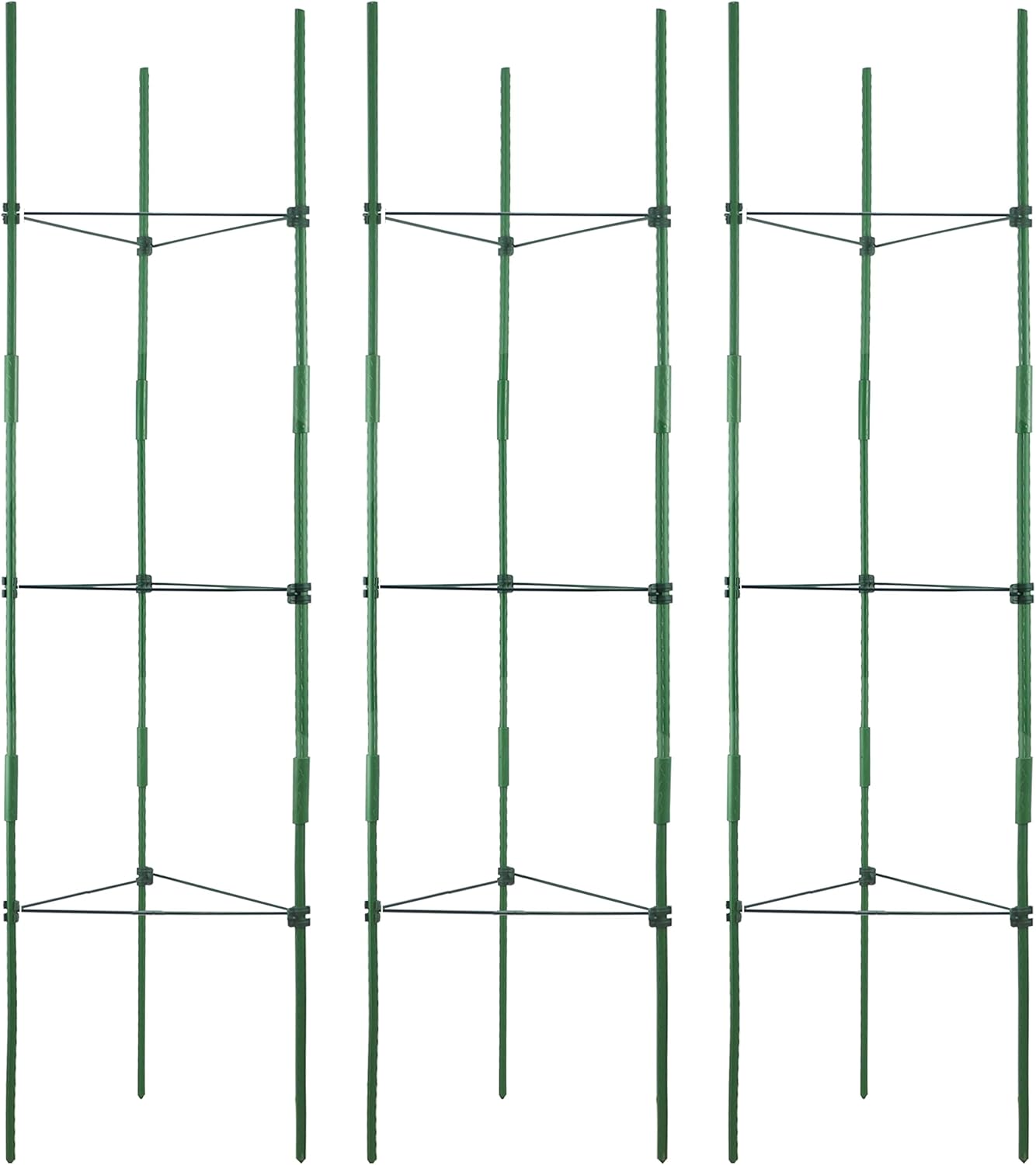 Gardzen 3-Pack Tomato Cage, Plants Support, Trellis Climbing Triangular Cage, Stand for Pepper Eggplant Tomato Flowers
