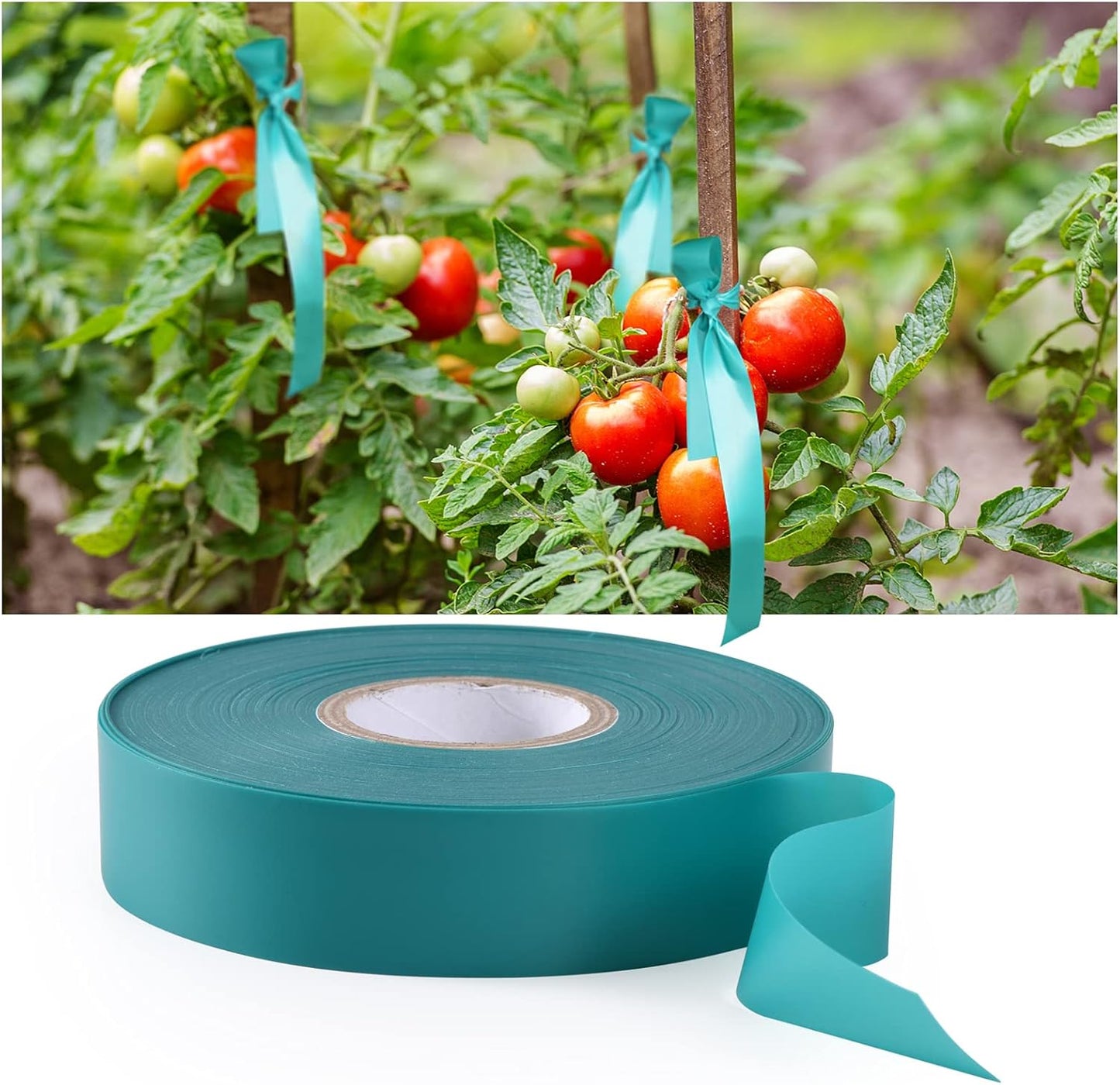 Stretch Tie Tape, 1” Wide 200FT Reusable Garden Plant Ties Green Tapes for Plants, Thick Garden Vinyl Stake Ribbon for Branches Flowers Tomatoes Indoor Outdoor Greenhouse