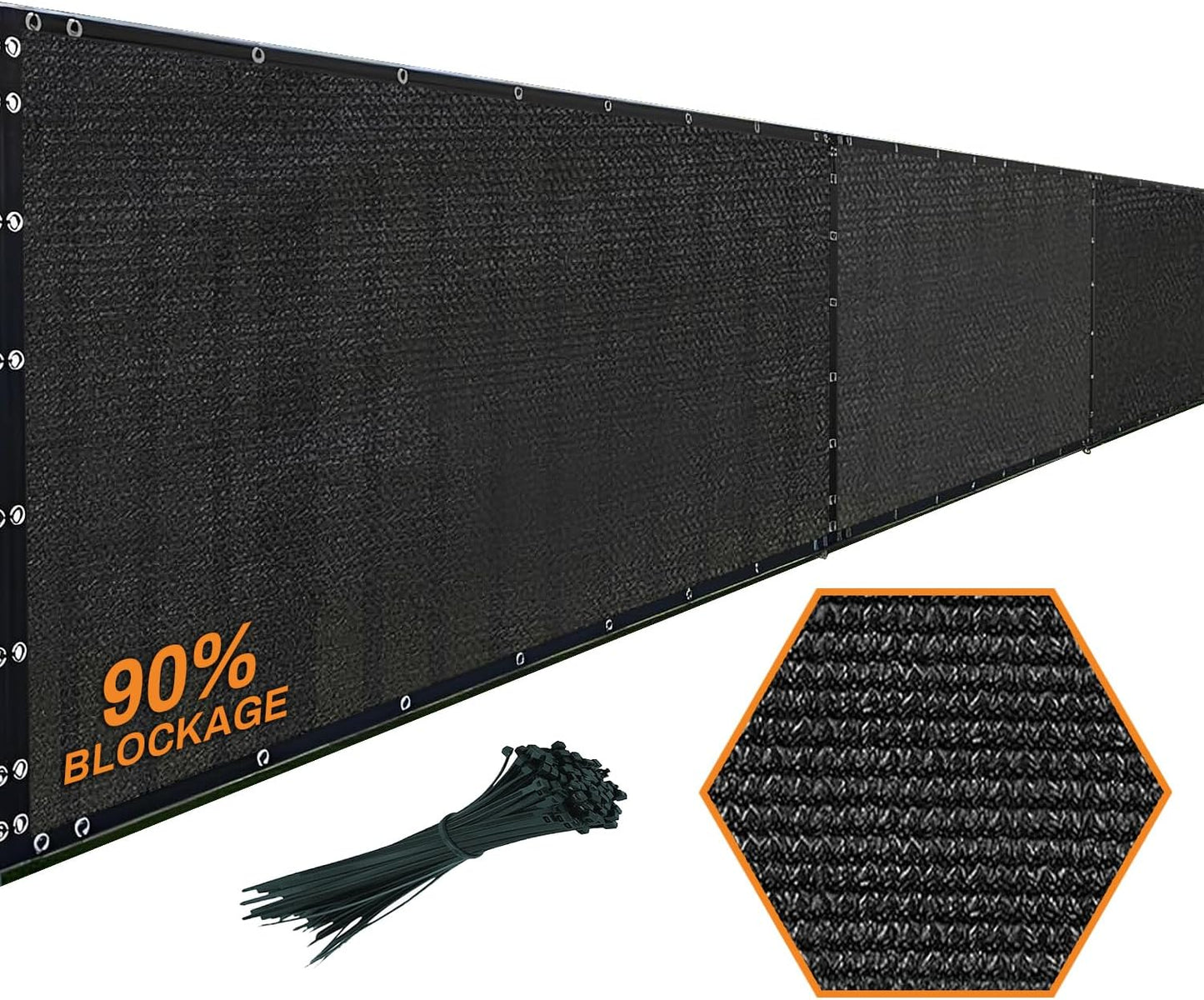 Xpose Safety Privacy Fence Screen 5’ x 50’ – Heavy Duty Black Mesh with 90% Visibility Block, UV Protection – Includes Cable Ties – for Garden, Yard, Nursery, Kennel, Dog Run, Greenhouse