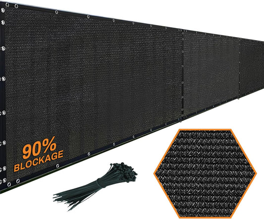 Xpose Safety Privacy Fence Screen 5’ x 50’ – Heavy Duty Black Mesh with 90% Visibility Block, UV Protection – Includes Cable Ties – for Garden, Yard, Nursery, Kennel, Dog Run, Greenhouse