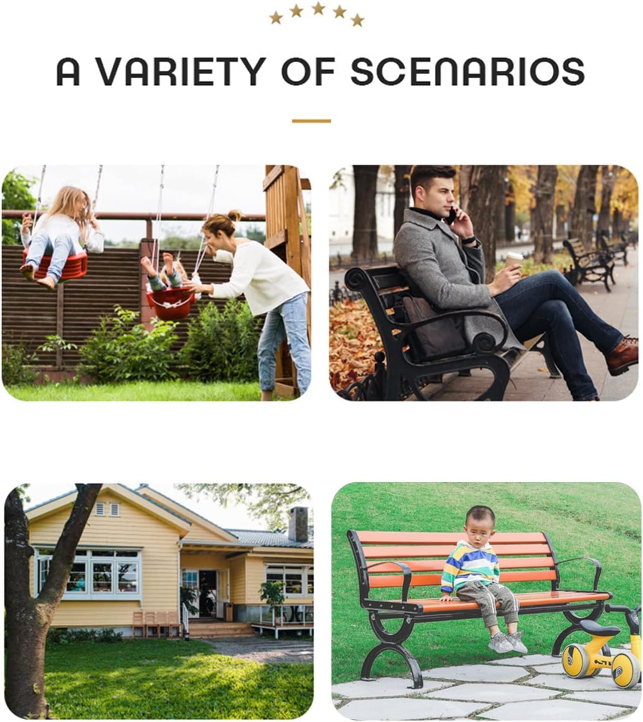 Outdoor Benches Cast Aluminum Preservative Wood 67IN(170CM) Patio Garden Bench Perfect for Backyard, Lawn, Porch, Path