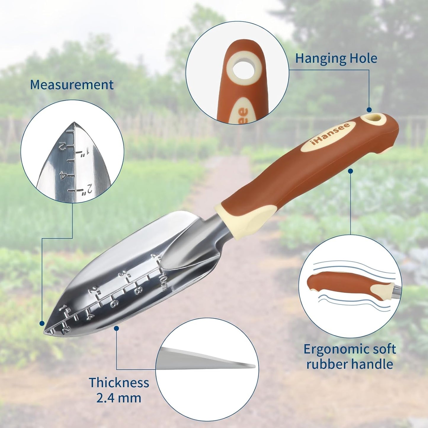 Brown Gardening Tools Set 12-Piece, Garden Hand Tool Kit with Non-Slip Ergonomic Handle, Storage Tote Bag, Garden Apron, Gloves and Kneeling Pad, Gardening Gifts for Women Men Plant Lover