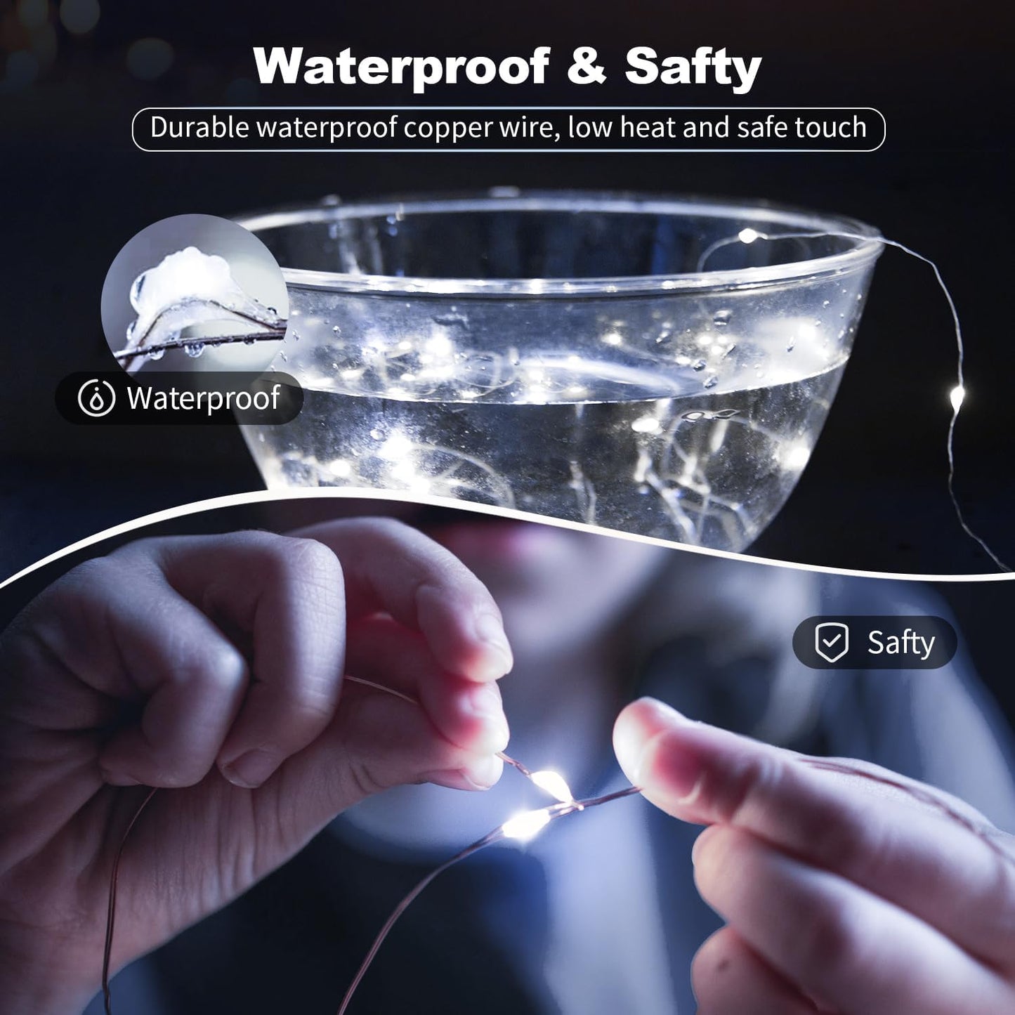 20 Pack LED Fairy Lights Battery Operated,7FT 20 LED Waterproof Mini Twinkle String Lights Battery Powered for Christmas Mason Jars Party Cool White