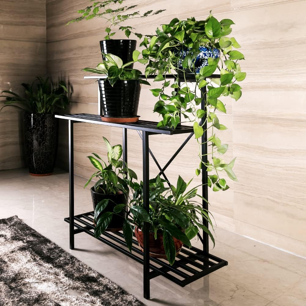 Zhongma 3 Tier Sturdy Plant Stand Space-Saving Heavy Duty Plant Holder for Home Indoor and Outdoor, L35.43 xW17.32 x H39.37 inch, 660 LBS Capacity & Heavy Duty Construction. …