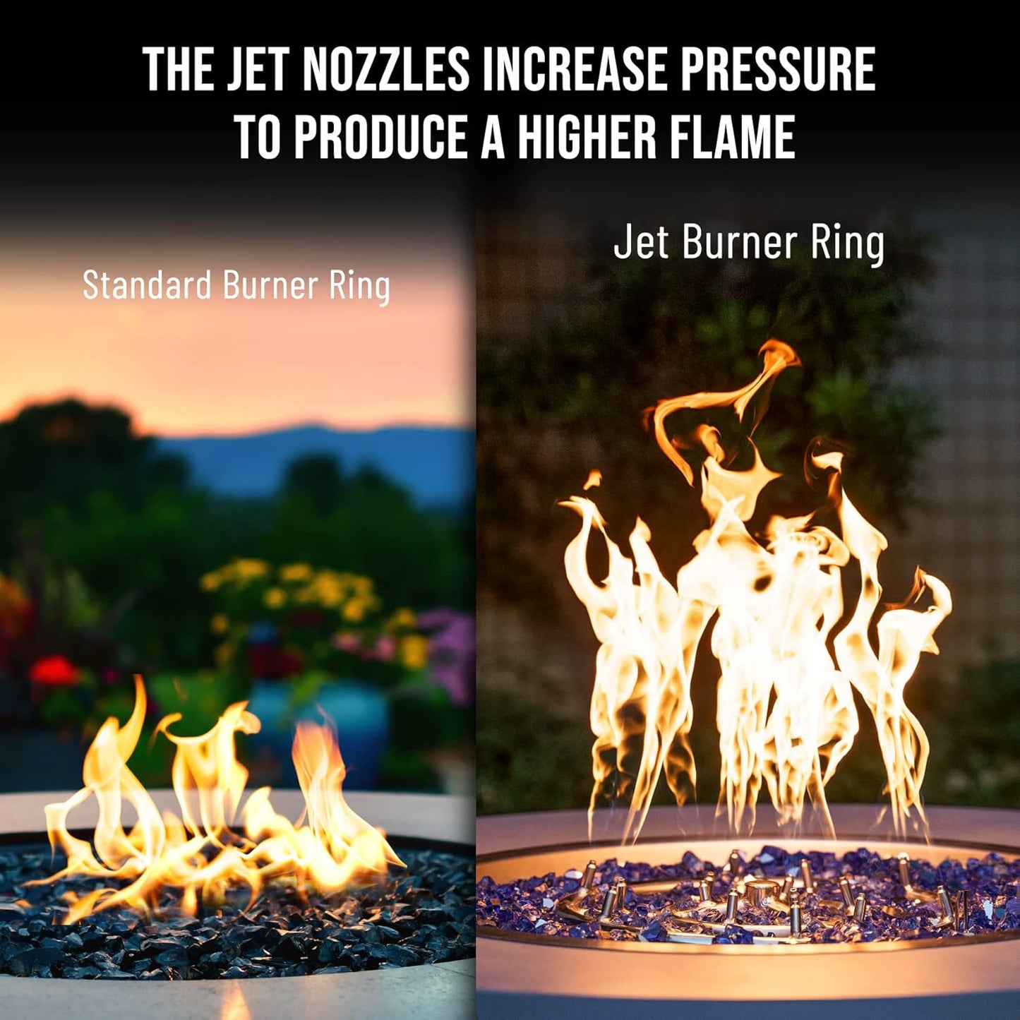 Skyflame 18 Inch Round Stainless Steel Fire Pit Jet Burner Ring - High Flame