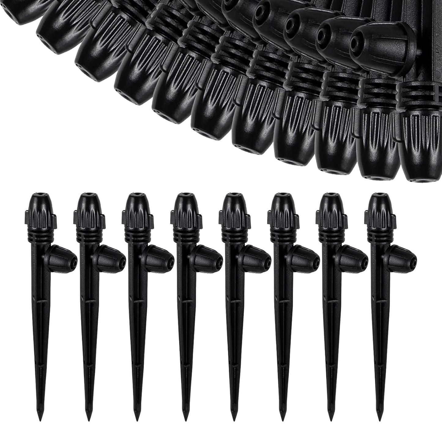 20 Pcs Drip Irrigation Misting Spray Emitters,360 Degree Adjustable Atomizing Nozzles Drip Line Misting Emitters for 1/4" Irrigation Tubing Micro Drip Misting Sprinkler for Garden Watering System