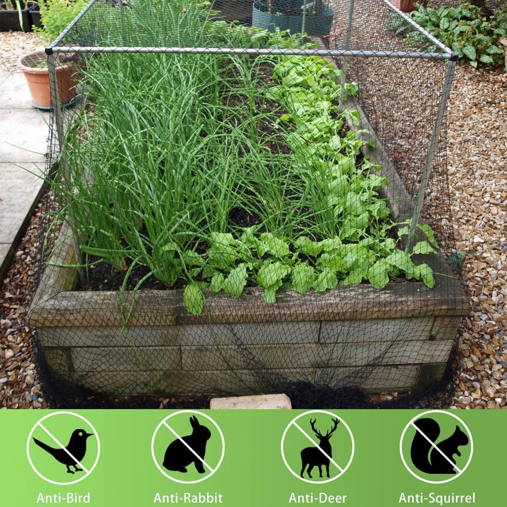 Bird Netting 10x30 Ft, 1/2In Mesh Heavy Duty Garden Netting Pest Barrier for Plants, Fruit Trees, Vegetables, Extra Strong Woven Mesh Netting, Animal Fencing Against Birds, Deer, Poultry