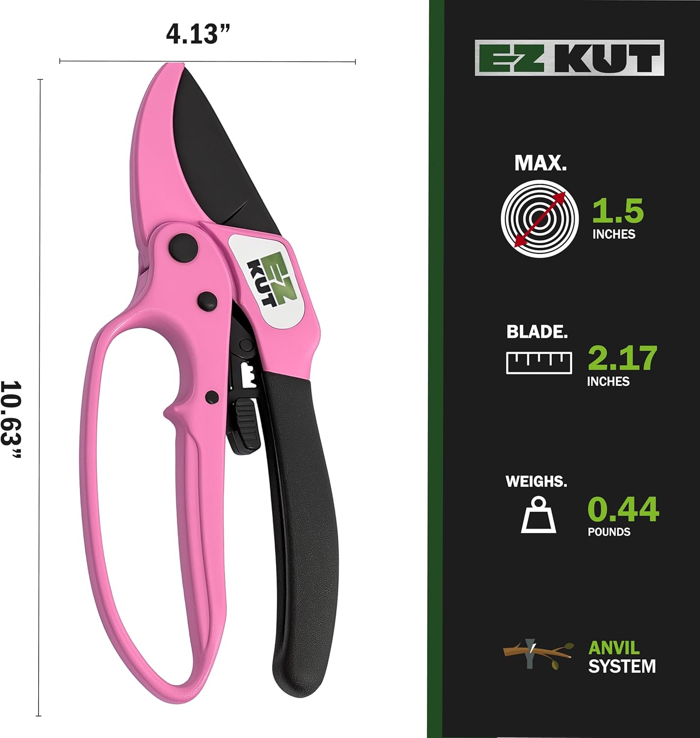 EZ Kut Heavy Duty Pruners Ratchet Hand Pruner with Ratcheting Action Great Garden Hand Tool Clippers Gardening pruners arthritis tools Ratcheting Anvil Hand Pruner Pruning Shears Heavy Duty Since 1988