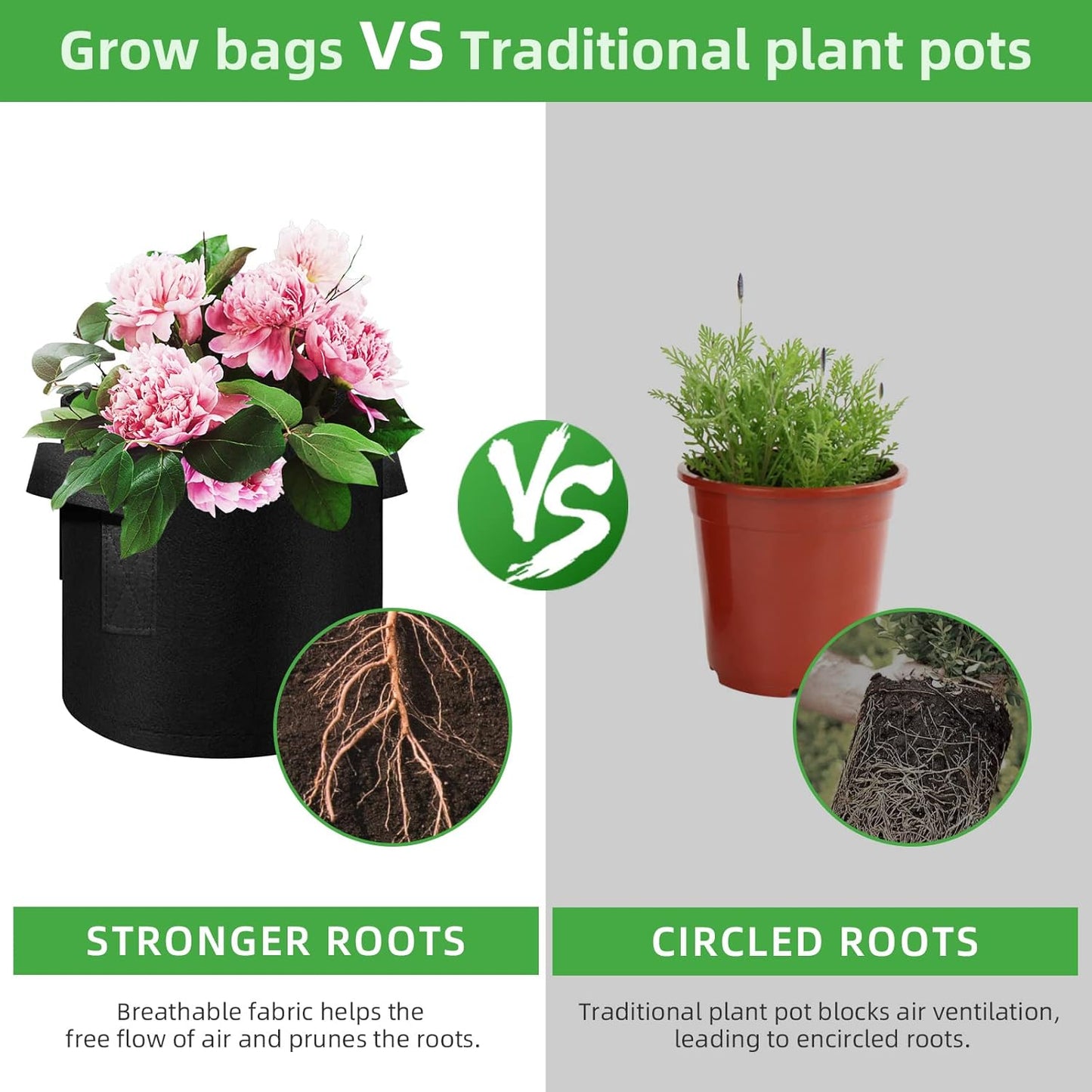 12-Pack 10 Gallon Plant Grow Bags, Thickened Nonwoven Fabric Pots with Handles, Vegetable Planter Bags Containers, Cloth Planters for Garden