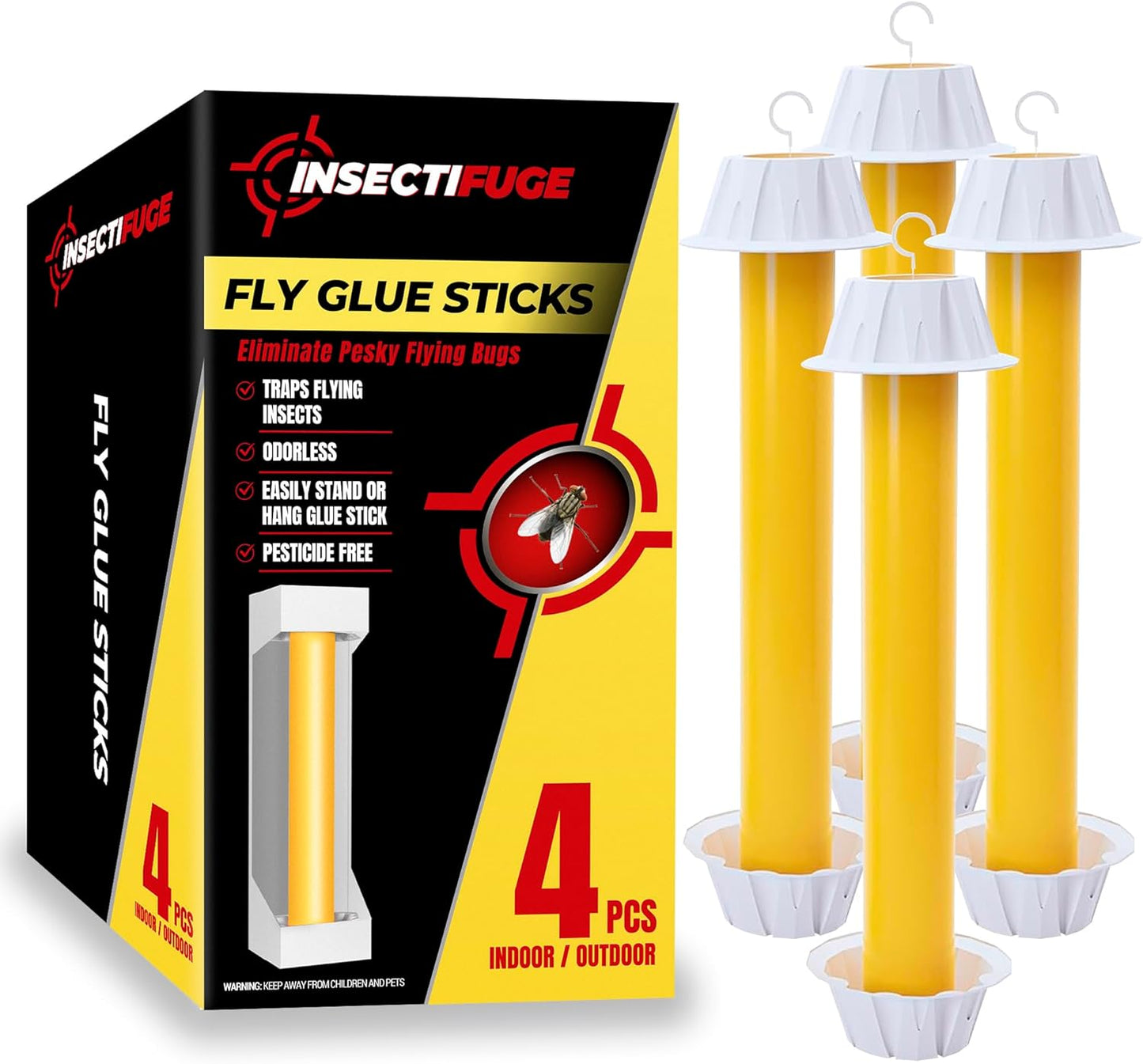 4Pcs Fly Stick Sticky Fly Traps for Indoor and Outdoor - Odorless Fruit Fly Catcher Trap for Home, Strips Indoor Sticky Hanging, Paper for Home Tape Outdoor