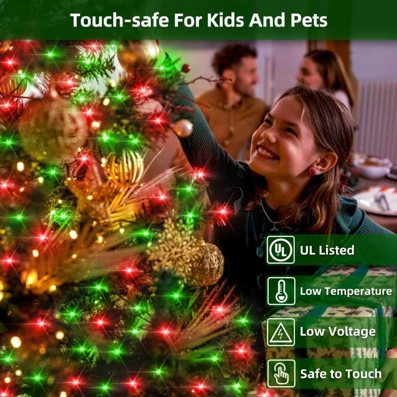 1500LED Christmas Lights Outdoor Use, 470ft 12 Modes Red and Green LED String Lights with Timer Dimmable, Waterproof Christmas Tree Lights for Xmas Patio Yard Fence Balcony Garden Party Decor