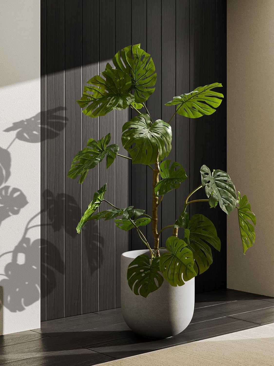 LE TAUCI 12 Inch Pots for Plants, Ceramic Large Planters for Indoor Plants, Indoor Plant Pots for Home Garden Patio Office, Planter Pots with Drainage Hole and Rubber Plug, Neutral Gray