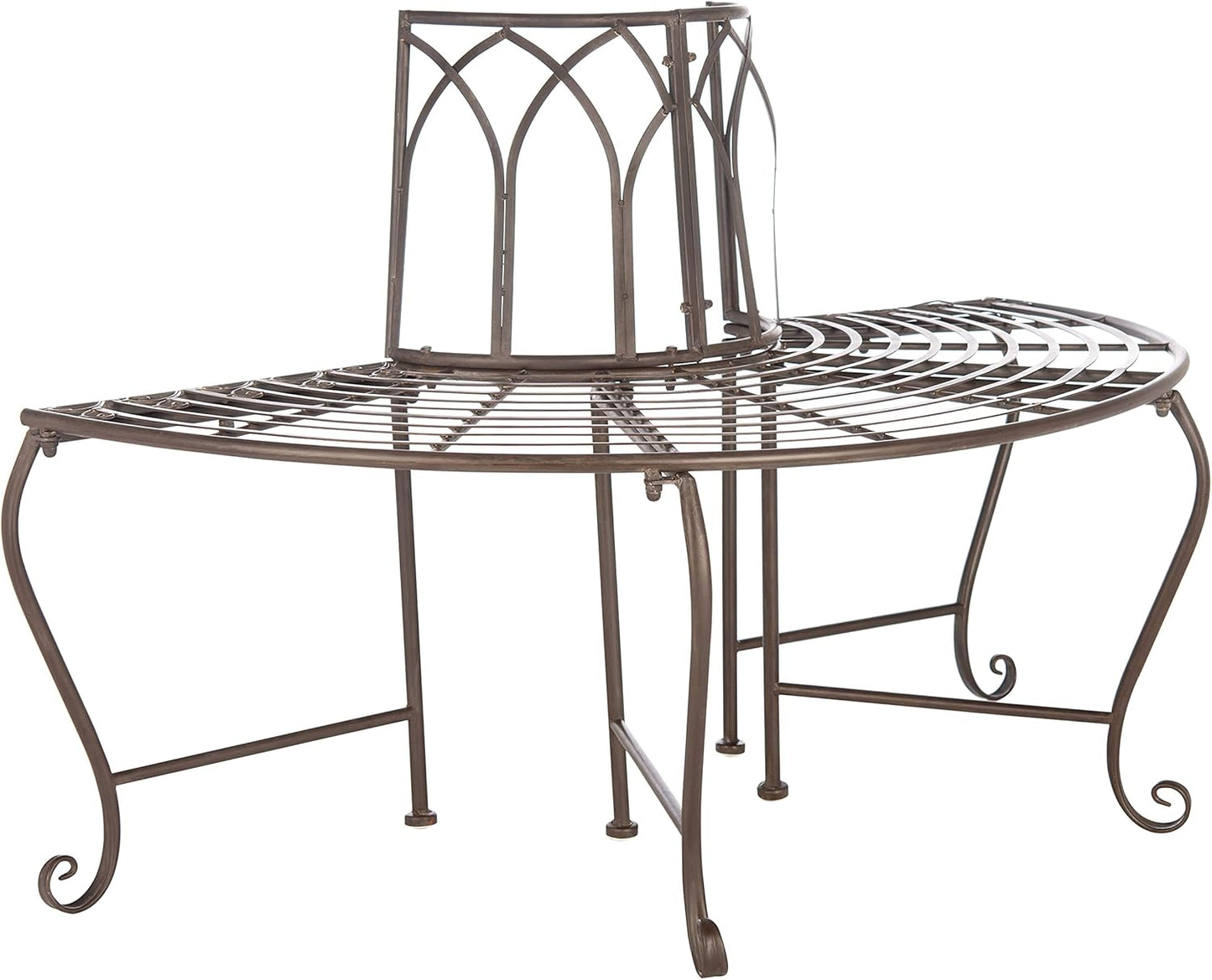 SAFAVIEH PAT5018B Outdoor Collection Abia Rustic Brown Wrought Iron 50-inch Tree Bench