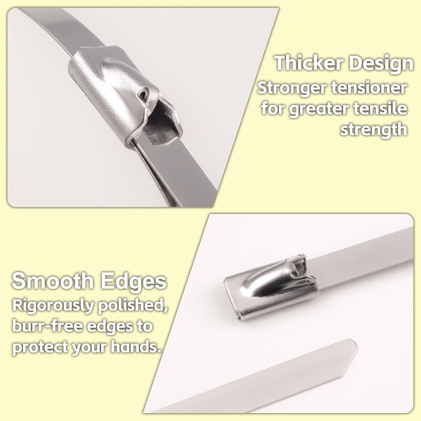 Stainless Steel Zip Ties 11.8 inch 500pcs, 304Stainless Steel Metal Zip Ties Multi-Purpose Heavy Duty Self-Locking Cable Ties for Machinery, Fence, Vehicles, Farms, Cables, Pipesas Well