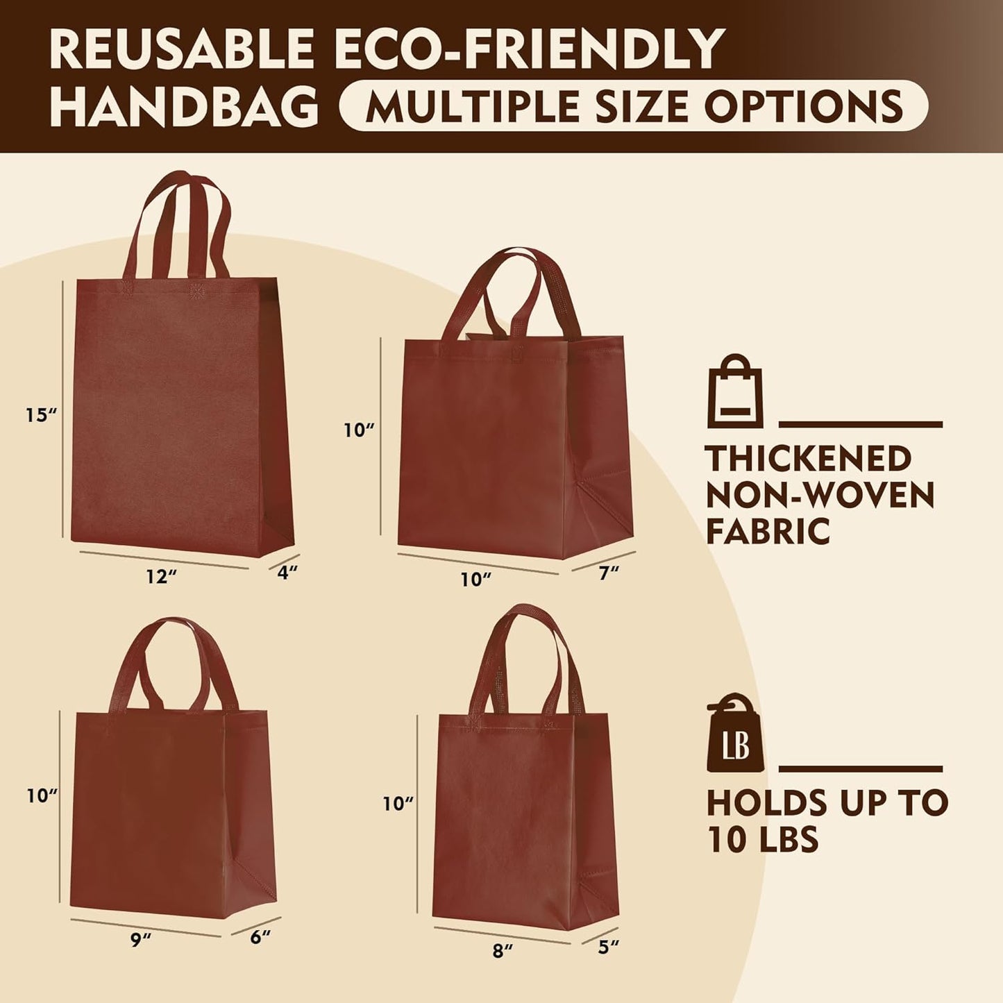 YEEHAW Custom Tote Bags 100pcs, White Custom Non-woven Tote Bag with Logo, Reusable Bags with Durable Handle, Ideal for Grocery Shopping, Gifts Wrapping & Travel