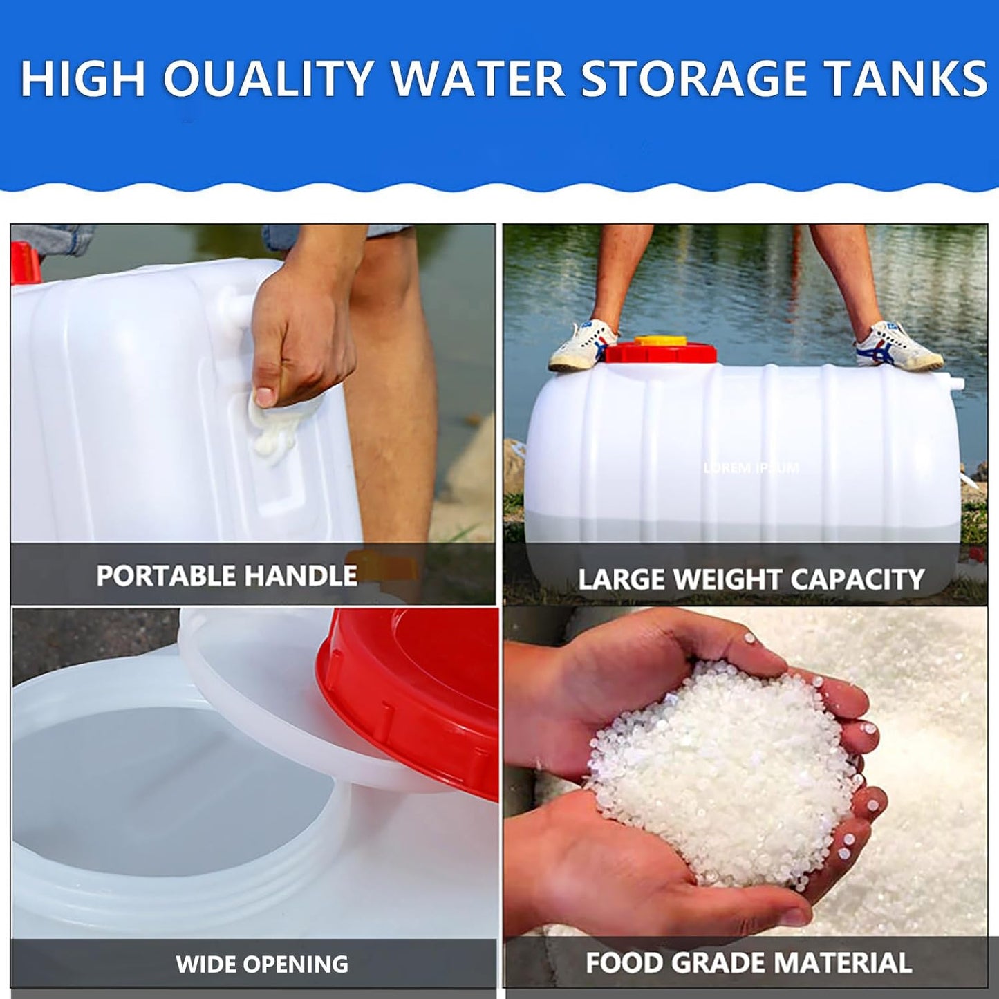 Portable Water Tank Water Storage Tank for Camping with Spigot Hose Plastic Water Container Water Storage Container for Emergency Water Storage Hiking Outdoor(Size:13gallon / 50L)