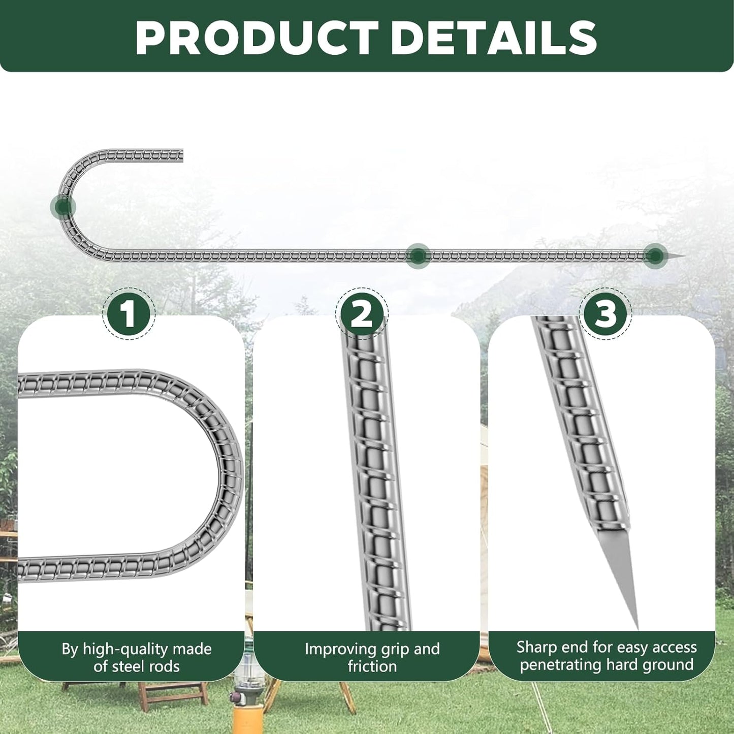 20 Pieces 12 Inch Long 1/4In Diameter Heavy Duty J Hooks,Heavy Duty Rebar Metal Fence Ground Garden Tent Stakes,Ground Spikes Anchors for Fencing,Outdoor Chicken Wire Trellis Stakes,Anti-Rust Silver