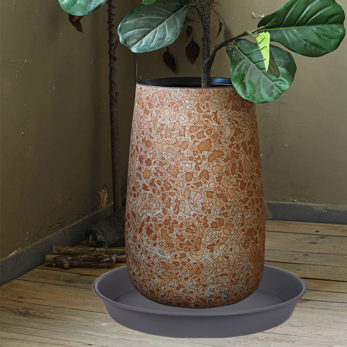 Plant Saucer, 2 Pack Largee Plant Saucer 18 19 inch (19", Cement Gray)