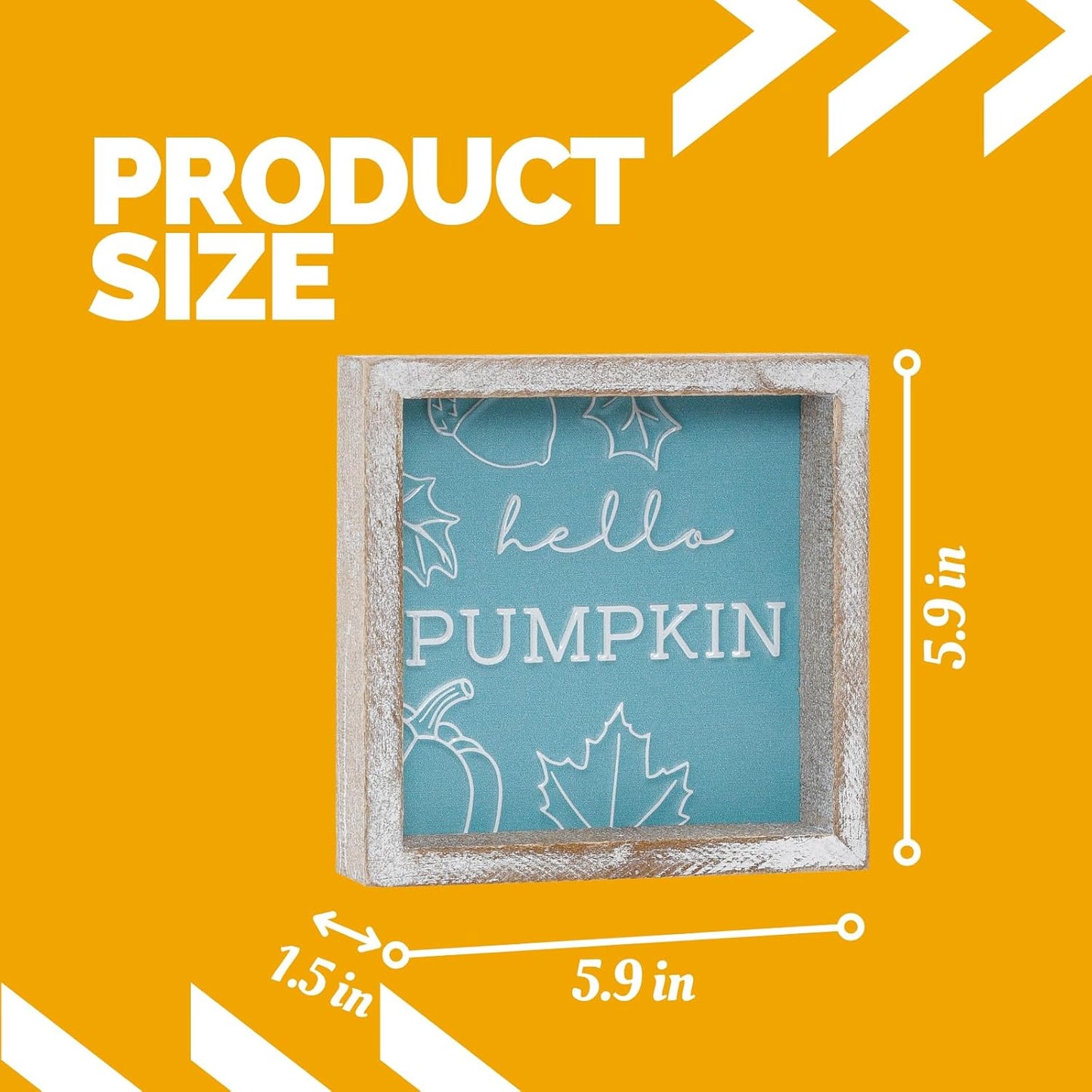 Embossed Hello Pumpkin Sign, Rustic Fall Decorations for Home, Thanksgiving Centerpieces for Table Cubicle Desk Mantel Fireplace, Autumn Tiered Tray Decor