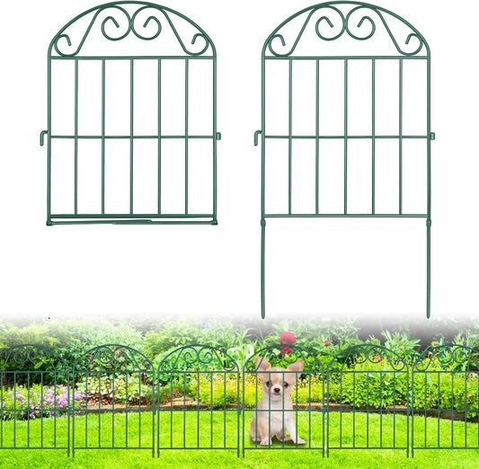 ADAVIN 24Panels Collapsible Garden Fence Animal Barrier, 26 Ft(L) x 24 in(H) Green Rustproof Metal Wire Panel Border for Dogs Rabbits, Flower Edging for Landscape Patio Yard Outdoor Decor, Arched