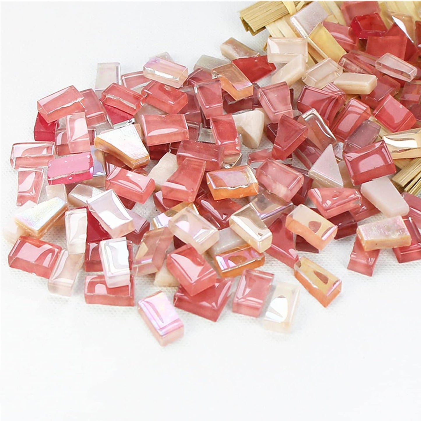 1.1lb Irregular Crystal Mosaic Tiles,Small Mosaic Tile DIY Hobbies Children Handmade Crystal Craft for Crafts Bulk DIY Picture Frames Handmade Jewelry Coaster (Pink Series)
