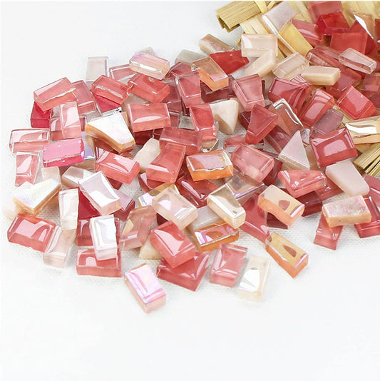 1.1lb Irregular Crystal Mosaic Tiles,Small Mosaic Tile DIY Hobbies Children Handmade Crystal Craft for Crafts Bulk DIY Picture Frames Handmade Jewelry Coaster (Pink Series)