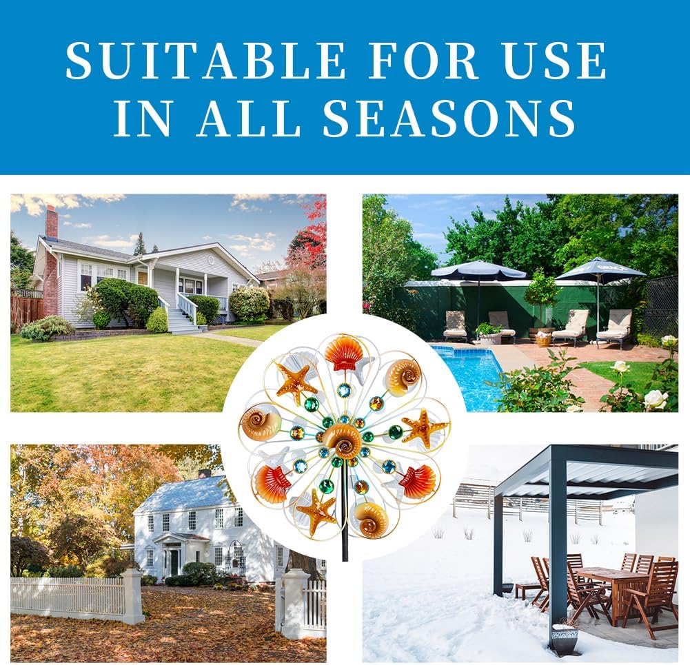 Stargarden Wind Spinners Outdoor, 16 Inch Kinetic Wind Spinner, Ocean Metal Wind Sculptures & Spinners, Waterproof Windmill for Yard, Porch Decor