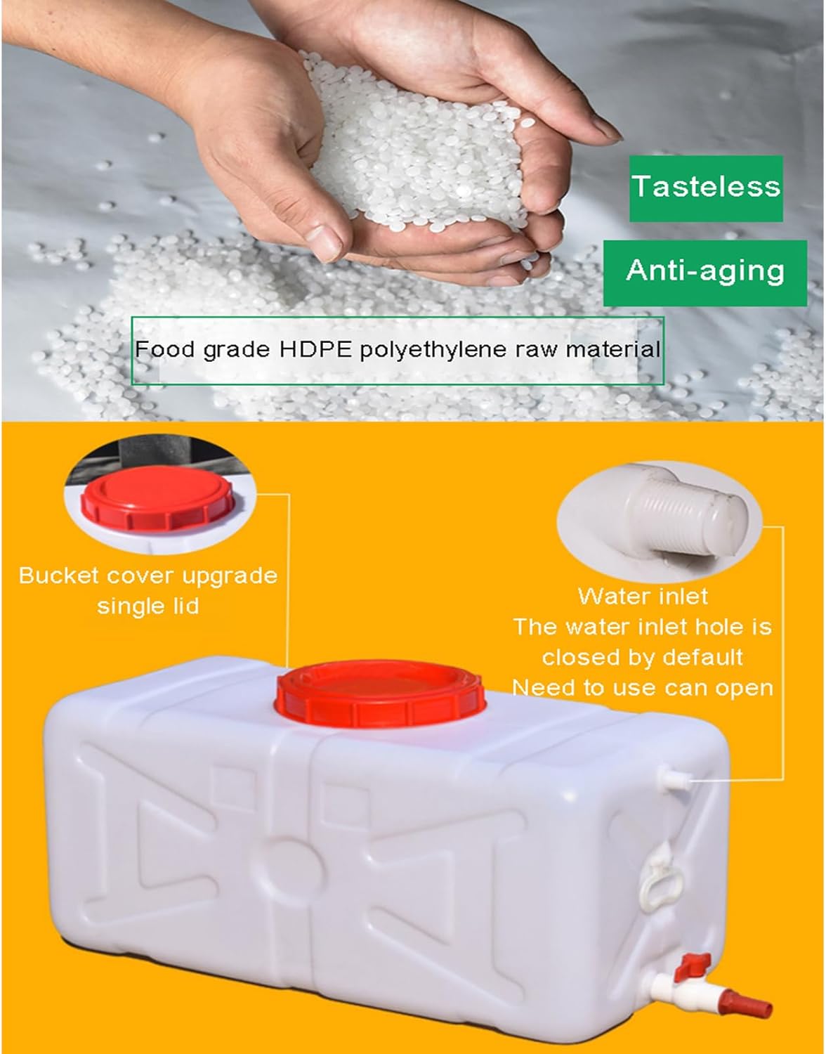 Water Storage Containers Water Carrier Plastic Water Tank with Tap Emergency Water Container 50L/80L/110L/200L Water Bucket Jug for Hiking Camping Driking Outdoors Indoors(Size:110L)