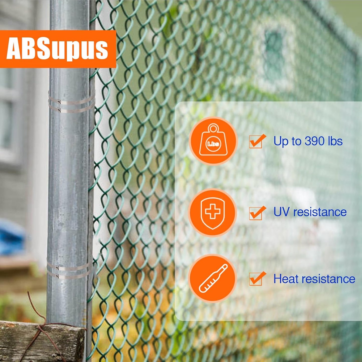 Metal Zip Ties Heavy Duty Outdoor, 18 Inch 80pcs, 390 Lb Wide Stainless Steel Zip Ties, Heat Resistant Metal Straps, Self-Locking for Fence, Exhaust Wrap, Farms, Pipes