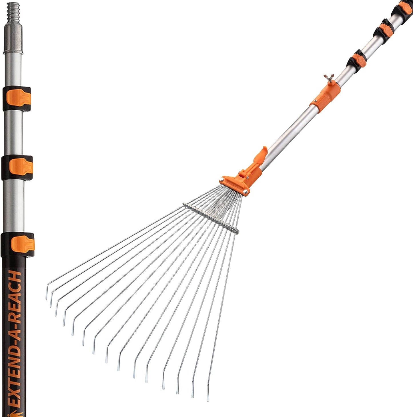 4-12 Telescoping Roof Rake 20 ft Reach // Collapsible Roof Rake for Leaves and Pine with Extension Pole // Roof Cleaning Tool for Gardening and Lawns // High Reach Adjustable Metal Leaf Raker