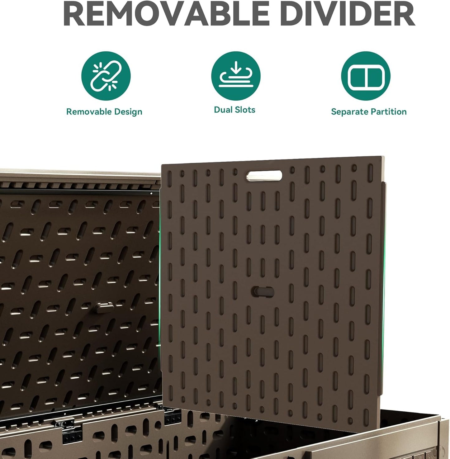 YITAHOME 260 Gallon Double-Wall Deck Box with Divider & Side Handles, Outdoor Large Storage for Patio Furniture Cushions, Garden Pool Accessories, Water Resistant & Lockable, Dark brown