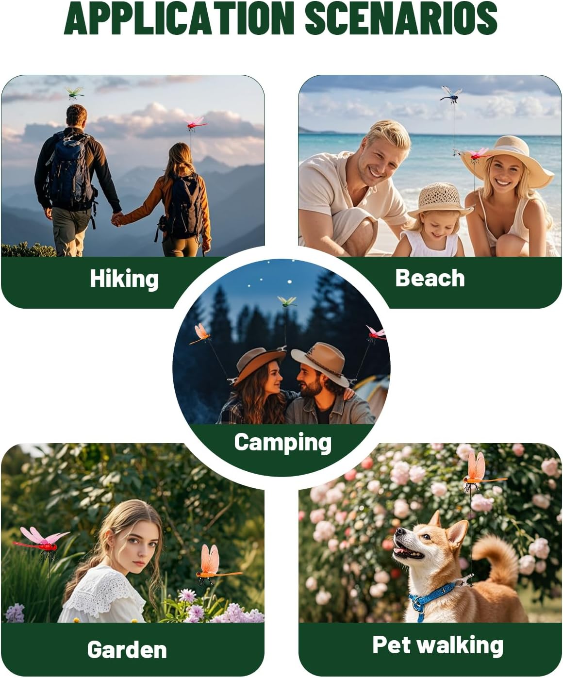 12 Pack Fake Dragonflies, Hat Clip Artificial Realistic 3D Dragonflies Garden Stakes Decor and Horse Fly Deterrent, Dragonfly Humming Bird Stakes, Fly Scare Devices for Indoor Outdoor