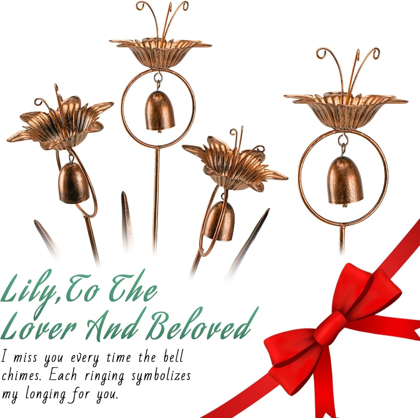 Metal Calla Lilies Flowers with Bells for Outside Yard Art Bronze Wind Chime