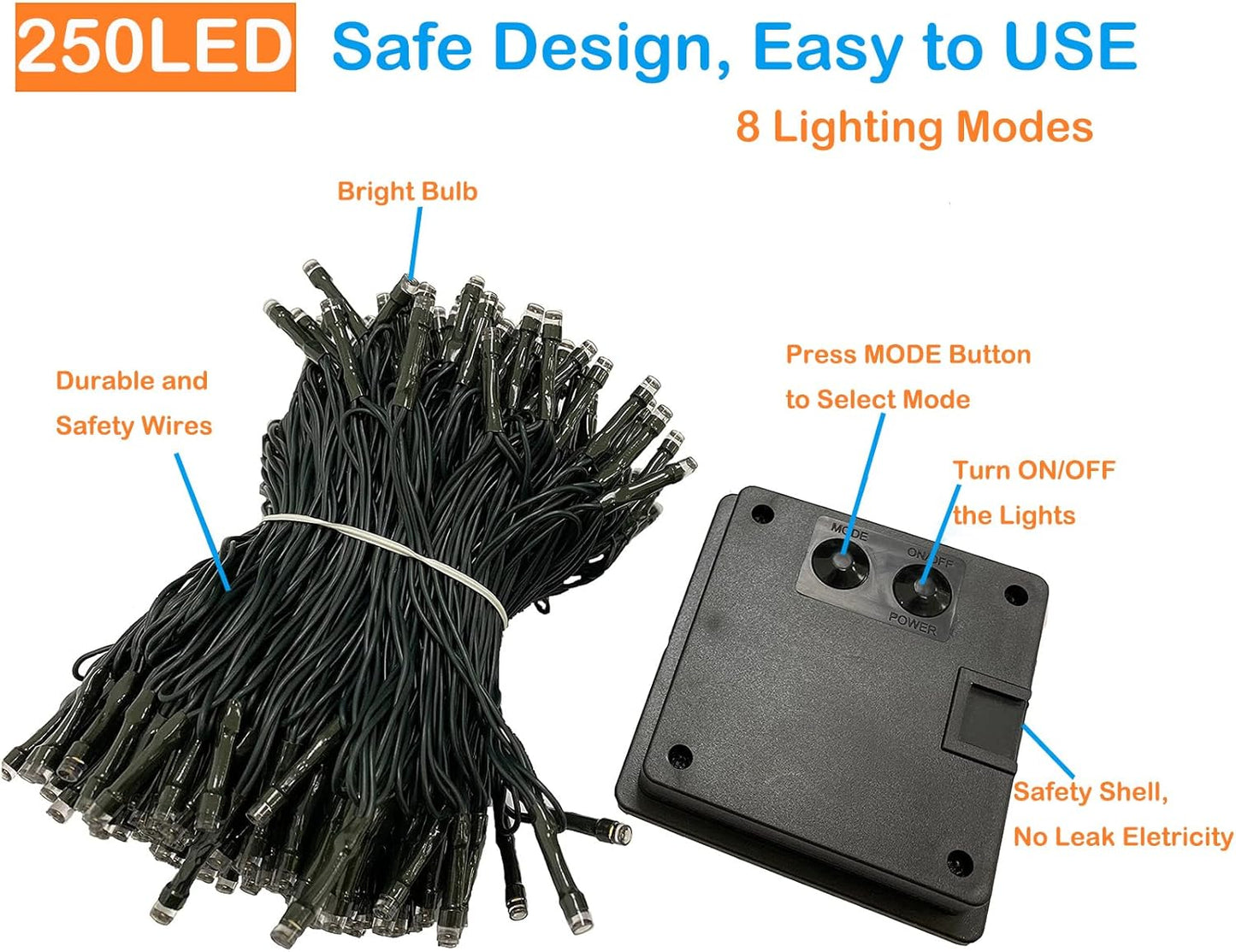 Upgrade Solar String Lights for Outside 2 Pack Total 180FT 500LED String Lights Outdoor with 8 Modes, IP65 Waterproof Outdoor Solar Twinkle Lights, Garden Tree Party Christmas Decorations, Cool White