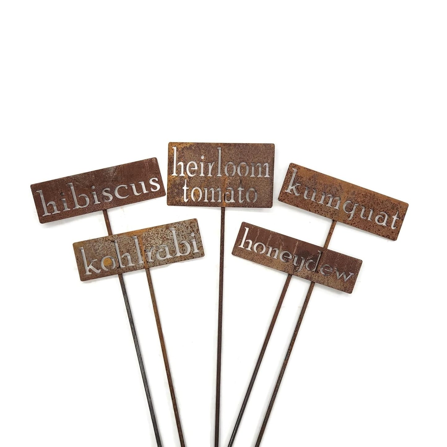 Classic Metal Garden Markers 19 Inches Tall (hot peppers, Naturally Rusted)