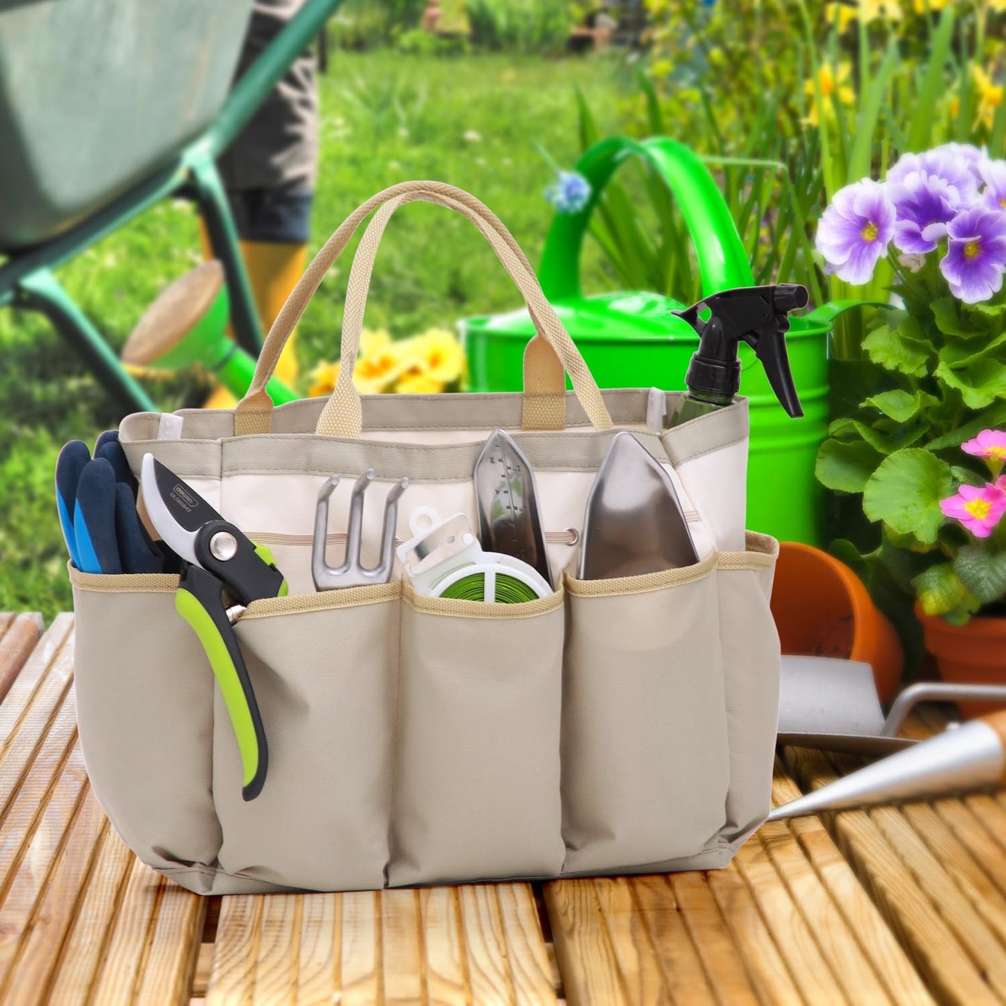 Ohuhu Upgraded Garden Kneeler and Seat 2-in-1 Foldable Gardening Stool with Detachable Soft Kneeling Pad, Garden Bench Heavy Duty with Large Tools Bag and Pouch, Gifts for Women Men Seniors Gardener