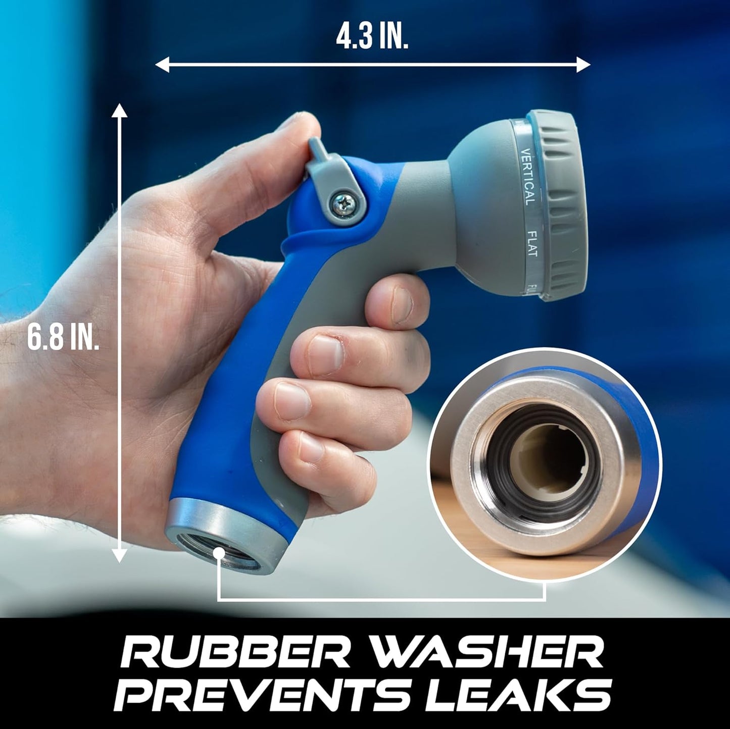 VIKING Hose Nozzle, Garden Hose Nozzle with 8 Spray Patterns, Adjustable Heavy Duty Thumb Control for Washing Car, Watering Plants, Washing Pets, and Home Use