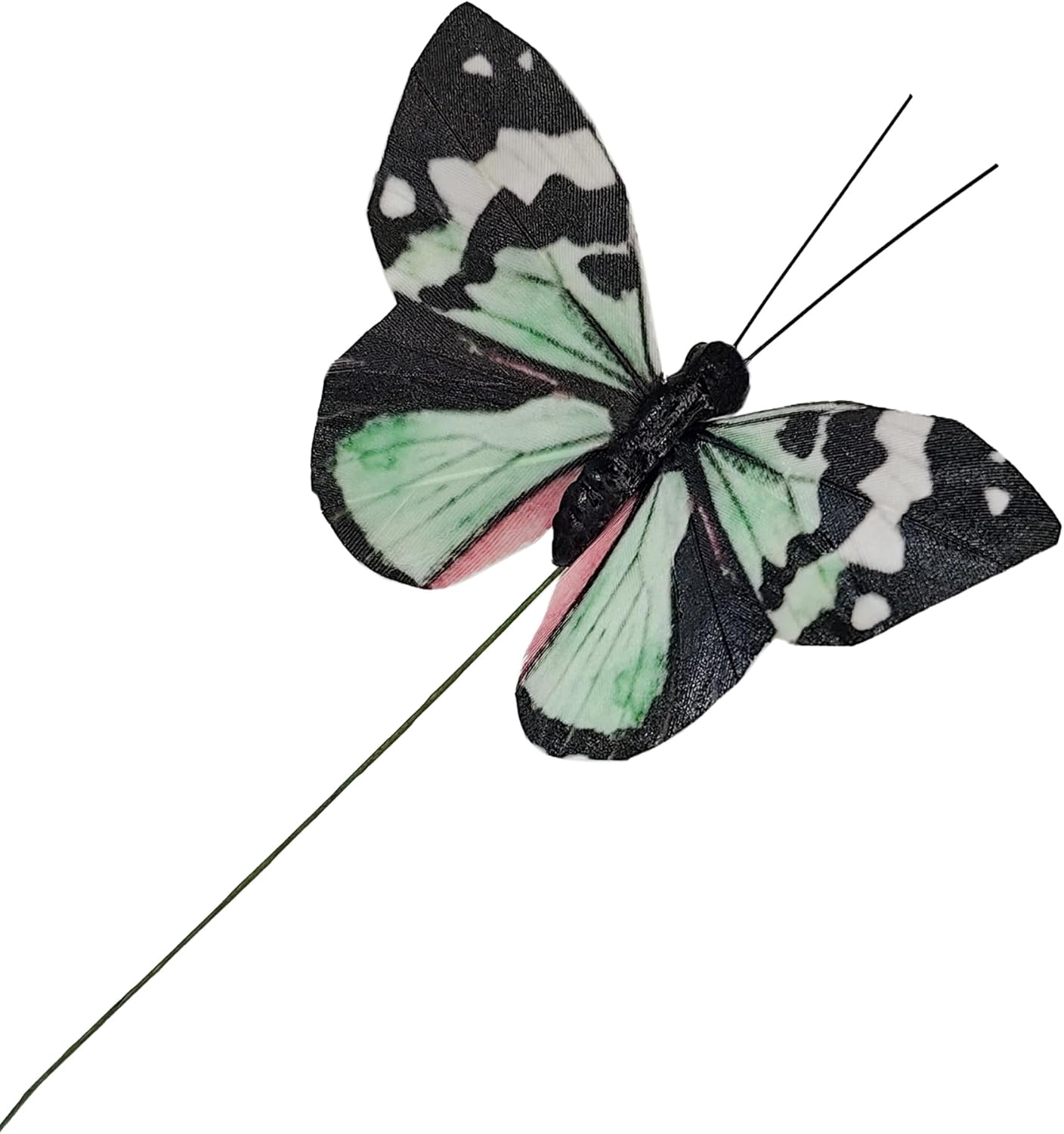 Cartanfill- Artificial Feather Simulation Butterfly Party Decoration Set, a Set of 12 Pieces with Clips, Used for Home Decoration in 12 Colors.… (B Wire)