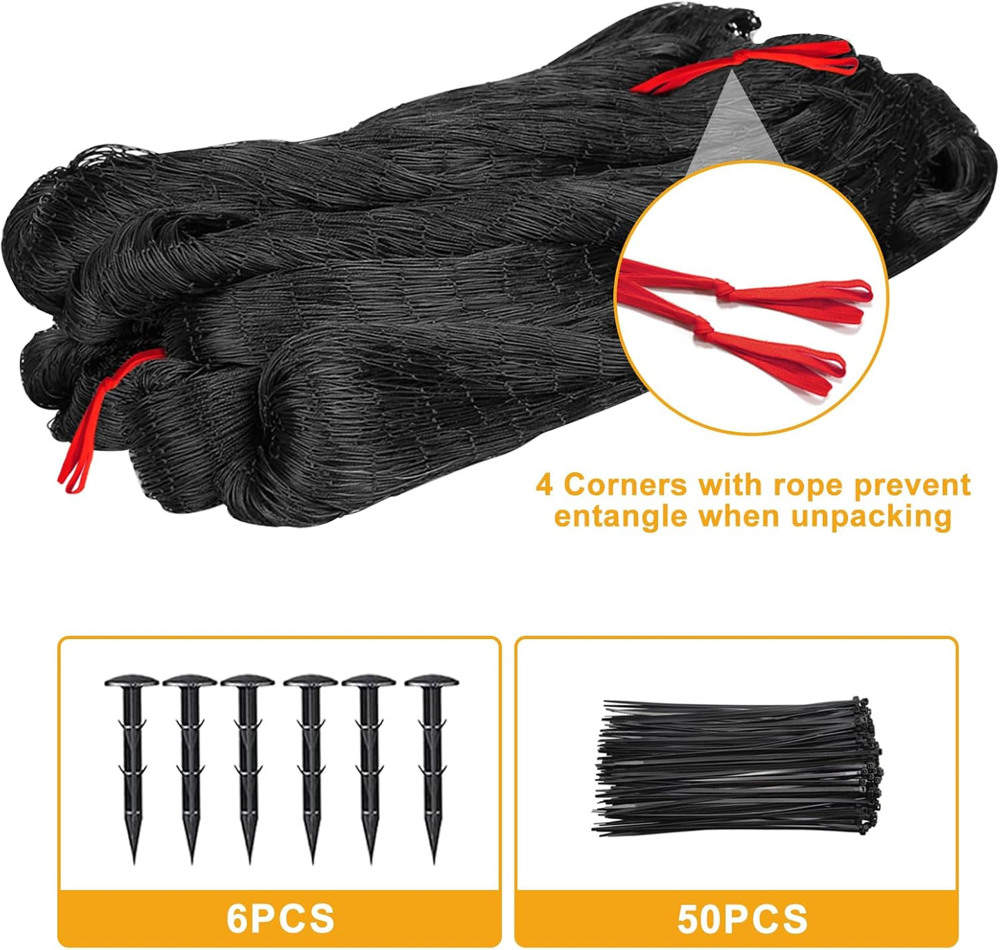 Bird Net 25'x25' with 2.4" Square Mesh Bird Netting for Chicken Coop Roof, Poultry Netting Heavy Duty Nylon for Garden, Chicken Netting Fruit Tree Netting, Hawk Netting for Chicken Run