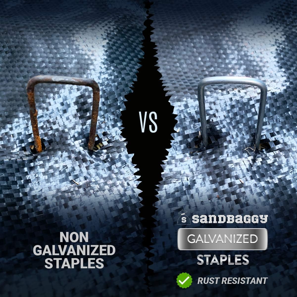 Sandbaggy 6 Inch Long Galvanized Landscape Staples ~ SOD Staples Garden Stakes Square Pins (1000 Staples)