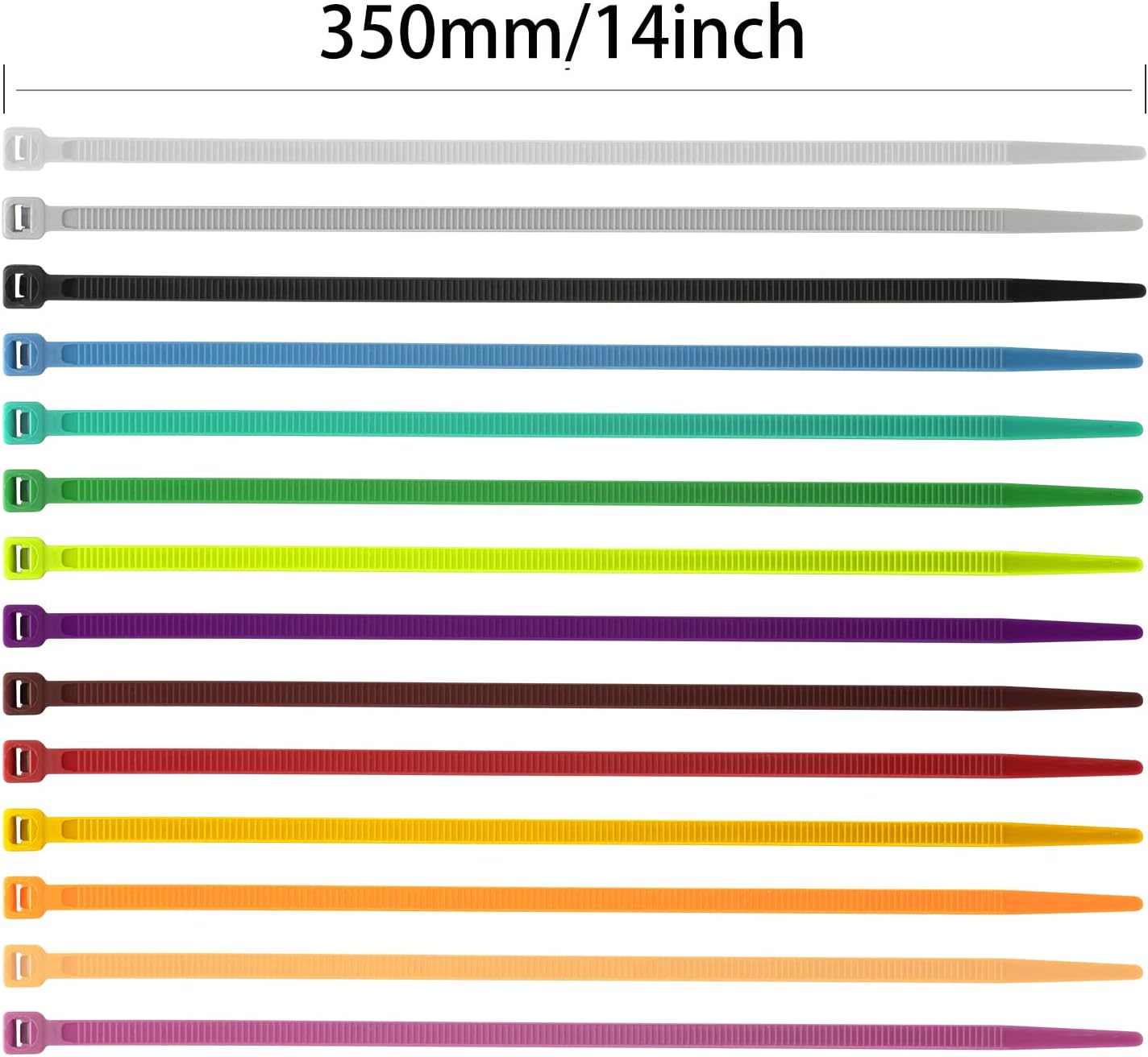 XINGO 100PCS Cable Zip Ties Heavy Duty, Premium Nylon Plastic Wire Ties with 50 Pounds Tensile Strength, Self-Locking Black Nylon Zip Ties for Indoor and Outdoor (14 inch, Green)