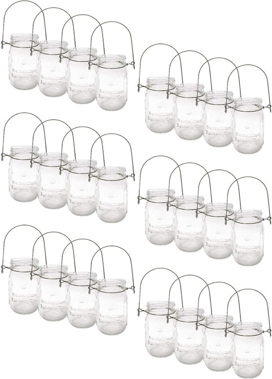 Pint Sized Glass Mason Jars with Hanger Handles (24)