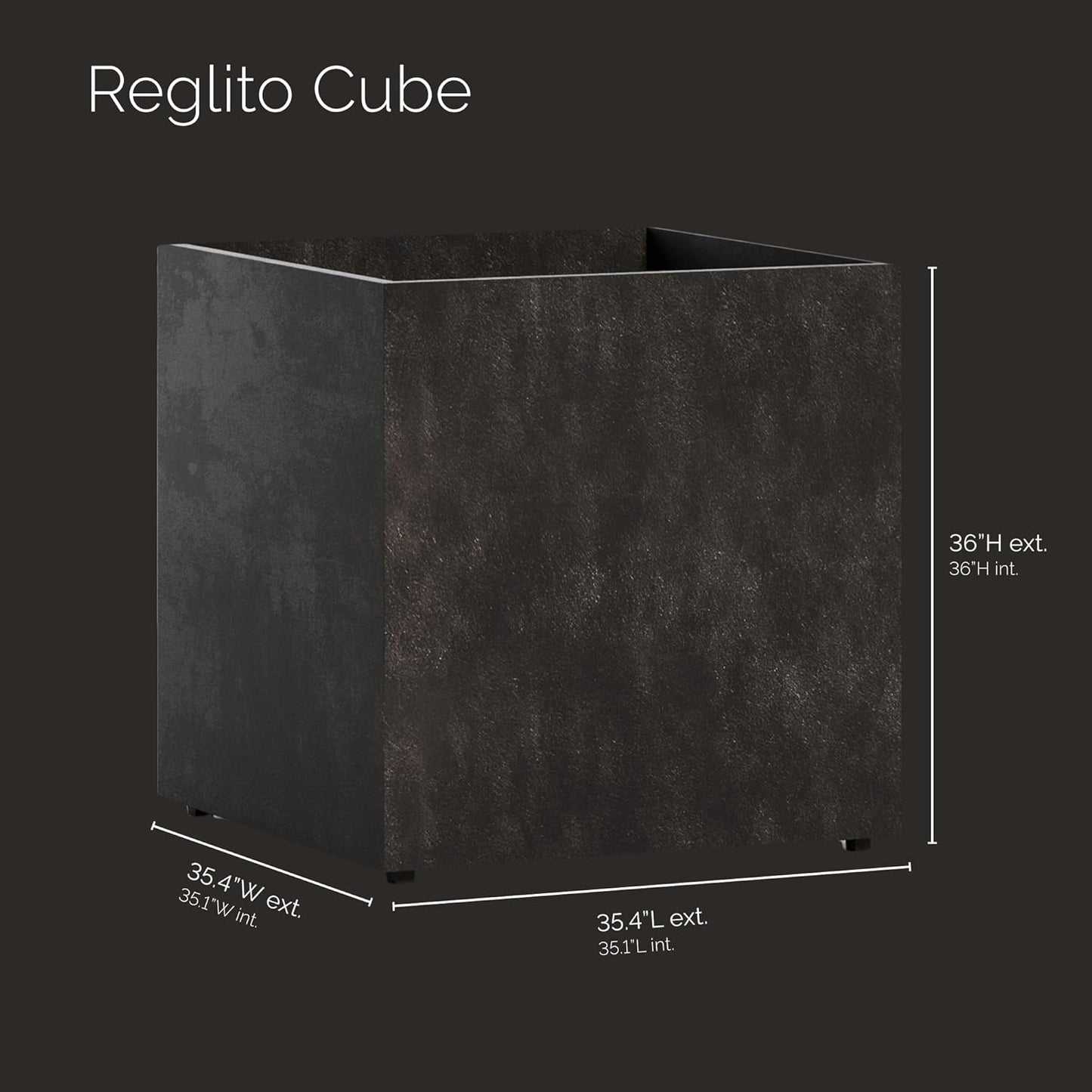 Reglito Cube Planter - 35.4 in x 35.4 in x 35.4 in - Brown Stone